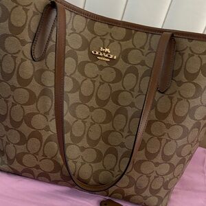 Coach Tan and Brown Signature Tote